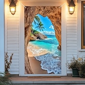 cheap Garage &amp; Door Banners-Ocean Cave Door Decorations Door Covers Door Tapestry Door Curtain Decoration Backdrop Indoor/Outdoor Door Banner for Front Door Farmhouse