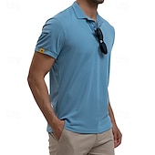 cheap Men&#039;s Classic Polo-Men&#039;s Golf Shirt Golf Polos Shirts Work Casual Lapel Short Sleeve Basic Modern Plain Patchwork Buttons Summer Regular Fit Blue Sky Blue Army Green Golf Shirt