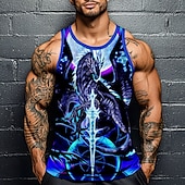 abordables camisetas sin mangas 3d para hombre-Camiseta sin mangas Dragonblade Nightblade Hi Rez de Ruth Thompson para hombre, con estampado 3D, cuello redondo, estilo urbano, informal, para uso diario, en azul, para verano y primavera.