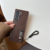 levne Pouzdra pro Samsung-telefon Carcasă Pro Samsung Galaxy Z Fold 6 Z Fold 5 Z Fold 4 Z Fold 3 Zadní kryt s Lanyardem Nárazuvzdorné Retro PC PU kůže