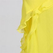cheap YELLOW-Mermaid / Trumpet Yellow Dresses Ruffle Dress Semi Formal Wedding Guest Dress Asymmetrical Sleeveless One Shoulder with Slit