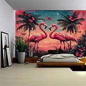 billiga Ocean Beach Gobeläng-Tropisk palmtree flamingo hängande tapestry väggkonst stor tapestry mural dekoration fotografisk bakgrund filt gardin hem sovrum vardagsrumsdekoration