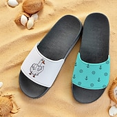 tanie Sandały wakacyjne-Męskie Pantofle Drukuj buty Druk 3D Kapcie na zewnątrz Kapcie plażowe Codzienny Styl plażowy Codzienny Plaża Polichlorek winylu Wodoodporny Wygodny Niepoślizgowy / a Czarny i biały Zielony