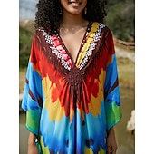 billige Kjoler-Halloween Kjoler Kaftan Stolthet Regnbue Fritid Voksne Dame Halloween Karneval Pride-parade Pride måned Enkle Halloween-kostymer Kle deg opp