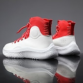 Χαμηλού Κόστους Ανδρικά Sneakers-ανδρικά κόκκινα και λευκά ψηλά αθλητικά παπούτσια μπάσκετ με απορρόφηση κραδασμών – κορυφαία άνεση και ανθεκτικότητα για αθλητικές επιδόσεις