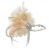 olcso Kiegészítők és még sok más-A nagy Gatsby Flapper fejpánt Gyöngyös karkötő Fülbevaló A nagy Gatsby Toll Retro Csillogó glitter Női Farsang Valentin nap Álarcos mulatság Party estélyi viselet Álarcos mulatság Fesztivál Felnőttek