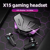 Недорогие Истинные беспроводные наушники (TWS)-X15 беспроводные Bluetooth 5.3 игровые наушники с LED дисплеем шумоподавление и встроенный микрофон
