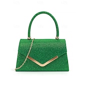 cheap Clutches &amp; Evening Bags-Women&#039;s Glitter Evening Clutch Bag with Chain Strap – Elegant Structured Top Handle Purse for Weddings, Cocktail Parties and Formal Events