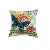 baratos estilo floral e plantas-Capa de Almofada Decorativa Pastoral com Flores 1PC Almofada Quadrada Macia para Sofá Capa de Almofada para Quarto Sala de Estar Cadeira