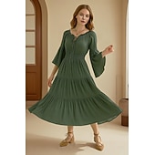 economico Vestiti-Retrò Vintage Medievale Rinascimento Midi Vestito Manica a Campana Vichingo Cavaliere Celtico Elfico Senza spalline Ispirato alla Reggenza Costume Per donna Celtico Fantasia Halloween Carnevale
