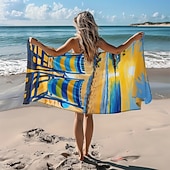 economico set di asciugamani da spiaggia-telo mare stampato, telo mare leggero e anti-sabbia ad asciugatura rapida, ideale per viaggi, piscina e uso all'aperto