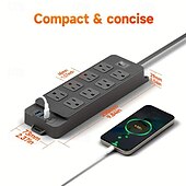 cheap Household Appliances-Flat Plug Surge Protector Power Strip with 5ft/10ft Extension Cord, 8 AC Outlets &amp; 4 USB Ports (2 USB-A, 2 USB-C)