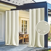 cheap Waterproof Curtains-Waterproof Outdoor Curtains for Indoor Wedding Patio Thick Privacy Grommet Curtains for Wedding Bedroom, Living Room, Porch, Pergola, Cabana, 1 Panel