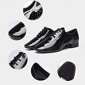 levne Pánské taneční boty-Pánské Společenské boty Bullock Shoes Lakovaná kůže Prodyšné Pohodlné Protiskluzové Šněrování Černá Podzim Zima