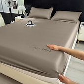 cheap Sheets &amp; Pillowcase-Summer Ice Cooling Bed Silky Comfy Fitted Sheet Cooling Sheets for Hot Sleeper Breathable Fitted Sheet Only Women, Men, Teens