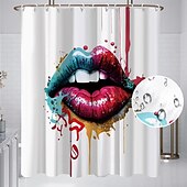 cheap Shower Curtains-Shower Curtain with 12 Hooks 180cm*180cm(70&quot;*70&quot;) Polyester Washable Waterproof Pattern Bathroom Bathtub Decor Sexy Red Lip