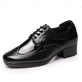 abordables Chaussures de danse-Homme Brogue Brogue Danse Disco Cuir PU Respirant Confortable Antidérapant À lacets Noir / blanc Noir Marron Automne Hiver