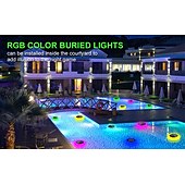 baratos Luzes Subaquáticas-1 pc led solar luzes de chão ao ar livre à prova d&#039;água rgb luz colorida piscina luz terra plug in dupla finalidade split design ip65 à prova d&#039;água pátio jardim gramado caminho piscina fonte paisagem