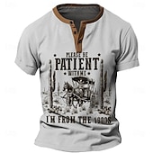 abordables Vintage et rétro-Homme 1900s T-shirt Chemise Henley Manche Courte ancien Designer Rétro Vintage Rue Occasionnel Quotidien Été Printemps Bleu Ciel Gris Argile Kaki Henley T-shirt Henley