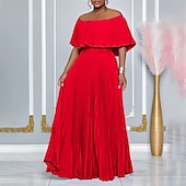 abordables Mariage Décontracté / de Jour-Robe A-Line robes de quinceanera élégante robe mariage invitée de mariage longueur sol manches courtes épaules dénudées polyester sans dos avec plis
