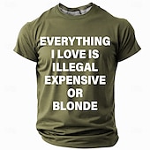 billiga Roliga T-shirts för män-Herr Rolig Slang T-shirt Kortärmad T-shirt 3D-tryck Rund hals Skjorta Mode Dagligen Gata Ledigt Dagligen Svart Rubinrött Blå Sommar Vår Kläder S M L XL XXL XXXL