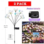 abordables Éclairage paysager-Lot de 2 lampes solaires d&#039;extérieur en forme de fleur, luminaire décoratif d&#039;intérieur, idéal pour un jardin, une pelouse, une cour, une allée ou un camping