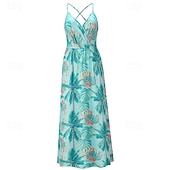 economico Abiti Floreali Stampati-Per donna Abito Midi Abito Estivo Abito Sottoveste Abito Boho Moda Moderno Quotidiano Spiaggia Weekend Vestibilità regolare Floreale Senza Maniche Scollo a V blu acqua Nero Rosa Arancione Estate