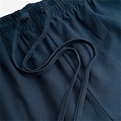 baratos Feriado-Homens Calças de linho Calças Calça verão Calças largas Calças de praia Com Cordão Cintura elástica Perna reta Tecido Conforto Respirável Comprimento total Casual Diário Feriado Férias Moda Branco