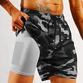 economico Stampa Geometrica-Per uomo Mimetico Pantaloncini foderati Pantaloncini da bagno 2 in 1 Pantaloncini da mare Misura del girovita medio Hawaiano Vacanza Ferie Abbigliamento mare Tasche Laterali Con Fodera a Compressione