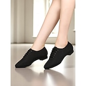 abordables Baskets de danse-Chaussures de danse plates à lacets en maille pour femmes avec semelle en caoutchouc antidérapante – chaussures d&#039;entraînement souples pour la danse de salon, l&#039;entraînement et la danse latine