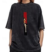 billiga Blast-T-shirt Överdimensionerad Acid Washed Tee Retro affisch Retro flicka Grafisk Till Par Herr Dam Vuxna Maskerad Varmstämpling Ledigt / vardag