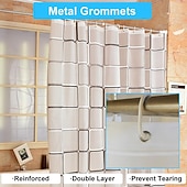 abordables Rideaux de Douche-Douche rideau sous-marin en PEVA avec crochets en plastique imperméable pour la décoration de salle de bain rideaux contemporains transparents motif toile noir et blanc