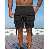 economico All&amp;#39;aperto-Per uomo Pantaloncini cargo Shorts Pantaloncini Estivi Coulisse Elastico in vita Multi-tasche Semplice Comodità Indossabile Lunghezza al ginocchio All&#039;aperto Sport Quotidiano Moda Casual Nero Marrone