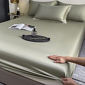 abordables Parures de draps-Drap-housse en soie glacée pièce unique housse de lit en soie glacée d&#039;été protège-matelas Simmons ensemble de trois pièces