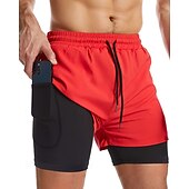 baratos shorts ativos masculinos-Homens Calção Justo de Natação Shorts de Natação Bermuda de Surf Bloco de cor Secagem Rápida Respirável Com forro de compressão com passador de toalha Férias Praia Havaiana Casual Preto