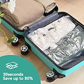 abordables stockage de bagages et de voyage-Lot de 10 sacs de rangement sous vide de voyage avec pompe à main, sacs de compression compacts pour vêtements, couvertures, couettes, sacs d&#039;emballage pour bagages et valises, sacs ziplock réutilisables