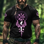  Per uomo Vichingo Maglietta Manica Corta maglietta Stampa 3D Girocollo Camicia Moda Etnico Streetwear Casuale Quotidiano Nero 1 Nero 3 Nero Estate Primavera Tutte le stagioni Abbigliamento S M L XL