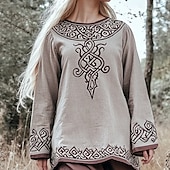 preiswerte Hemden-Damen Baumwoll-Leinen-Hemden Boho-Hemd Geometrisch Einfach Täglich Stilvoll Basic Langarm Rundhalsausschnitt Normale Oberteile Arbeit Täglich Ferien Druck Marineblau Purpur Khaki Beige Frühling Herbst