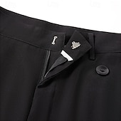 cheap Loose-Men&#039;s Dress Pants Trousers Pocket Layered Straight Leg Plain Comfort Soft Knee Length Formal Outdoor Daily Elegant Fashion Black White Micro-elastic