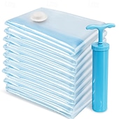 baratos armazenamento de bagagem e viagem-Pacote com 5 sacos de vácuo para viagem com bomba de vedação para roupas, cobertores, sacos de compressão para armazenamento, tamanho de bagagem de mão, para malas e malas