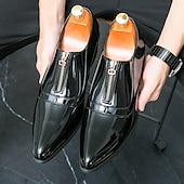 preiswerte Formell-glänzend blaue Lackleder-Abendschuhe für Herren mit Reißverschluss - trendige Tanzschuhe für besondere Anlässe