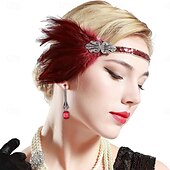 olcso Kiegészítők és még sok más-1920-as évek A nagy Gatsby Flapper fejpánt Gyöngyös karkötő Fülbevaló A nagy Gatsby Toll Retro Csillogó glitter Női Farsang Valentin nap Álarcos mulatság Party estélyi viselet Álarcos mulatság