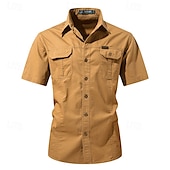 economico Camicie da lavoro da uomo-Per uomo Camicia Camicia Estiva Camicia casual Camicia con Bottoni Camicia cargo Blu denim Nero Giallo Rosso Kaki Manica Corta Semplice Colletto a Camicia Vacanza Camicia hawaiana Tasca Abbigliamento