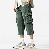 economico Classico-Per uomo Pantaloncini Cargo Capri Pantaloni capri Coulisse Elastico in vita Multi-tasche Semplice Comodità Indossabile Lunghezza al polpaccio All&#039;aperto Sport Quotidiano Moda Casual Nero Cachi