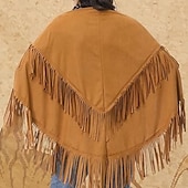 billige Boho topper-Dame Bluse عادي Stilfull 3/4 ermer Crew-hals Vanlige topper Ferie Ut på byen Frynser Brun Sommer