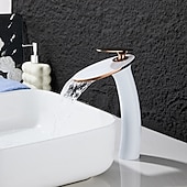 abordables Robinets de lavabo-Robinet de lavabo - Cascade Électroplaqué / Finitions peintes Ensemble central Poignée unique à un trouBath Taps
