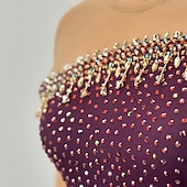 economico Abiti da Pattinaggio Artistico-Abito da pattinaggio artistico Per donna Ragazze Pattinaggio sul ghiaccio Vestito Borgogna Patchwork Schiena aperta Rete Alta elasticità Allenamento Competizione Vestiti da pattinaggio sul ghiaccio
