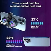 cheap Universal Accessories-SL07 Mobile Phone Cooler 3 Gears Adjustable Semiconductor Cooling Fan Radiator for IPhone Android PUBG Live Streaming Heat Sink