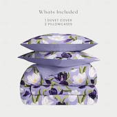 billiga 100% bomull-Blommor Duvet Set 100% Bomull Mjuk och Andningsbar Sängkläder Med Färgglada Blommor Lätt och Hållbar Täcke Bekväm för Alla Säsonger Lätt att Ta Hand Om