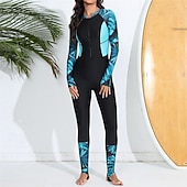 abordables Lycra de surf-Femmes Combinaison de Plongée Rash Guard Protection Solaire UV UPF50+ Léger manche longue Spandex Maillot de Bain maillot de bain ​fermeture éclair sur le devant Natation Surf Plage Sports Nautiques